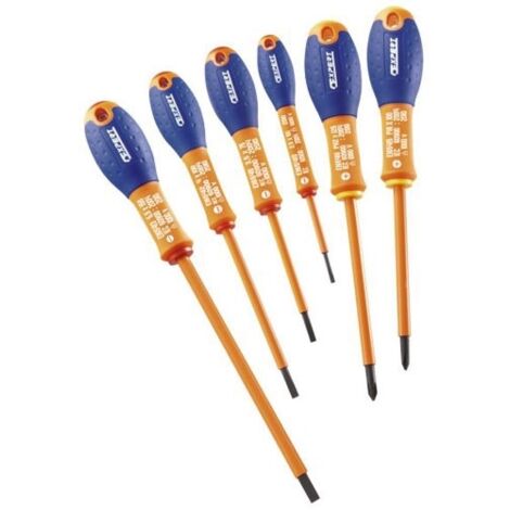 Jeu de 6 tournevis isolés 1000V VDE – Pour électriciens et plombiers – Lame en acier haute résistance – Poignée ergonomique bi-matière – Britool