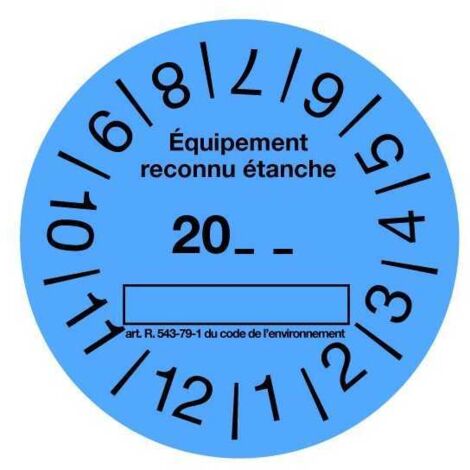 Plombservice – Rouleau de 100 étiquettes de contrôle d'étanchéité bleues 4 cm – Conforme à l'arrêté du 29 février 2016 – Pour équipements soumis à contrôle