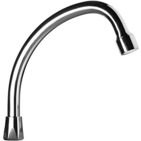 Delabie – Bec universel col de cygne chrome – Longueur 200 mm – Écrou 15/21 – Fixation renforcée à l'embase – Brise-jet à débit réglable