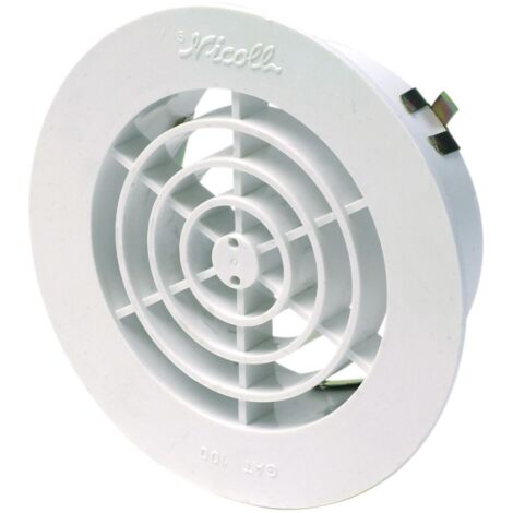 Nicoll – Grille d'aération VMC 160mm – Moustiquaire intégrée – Pour tubes PVC – Maintien sécurisé avec agrafes – Circulation d'air optimale