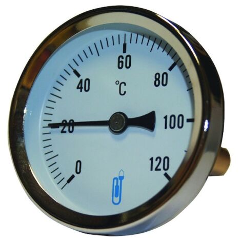 Distrilabo – Thermomètre bimétallique 60mm – Plage 0-120°C – Boîtier acier chromé – Plongeur horizontal pour mesures précises