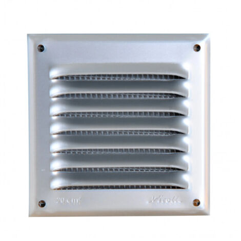 Nicoll – Grille aération VMC carrée 200 x 200mm à visser – Aluminium anodisé gris – Résistante aux intempéries – Avec moustiquaire intégrée (1/4)