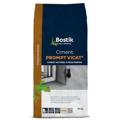 Bostik – Ciment prompt 5 kg – Prise rapide 2 min – Haute résistance pour scellement et réparations en milieu humide – Application intérieure/extérieure