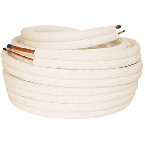 Reynolds – Bi-tube cuivre frigorifique M1 1/4 - 5/8 couronne 20m – Épaisseur 0,8-1mm – Classement au feu M1 – Tube isolé pour climatisation