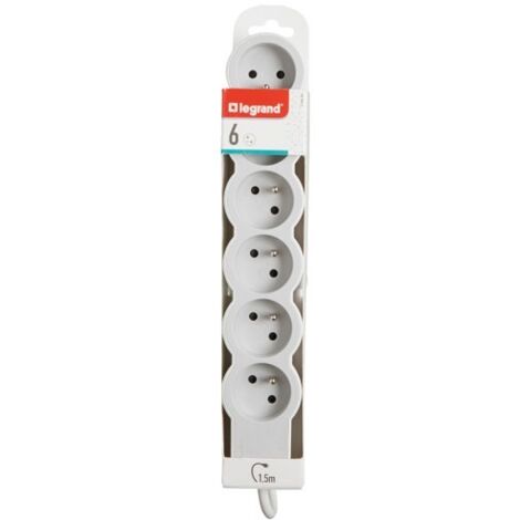 Rallonge multiprise 6 prises 16A 230V 3680W 1,5m - gris et gris clair - Legrand