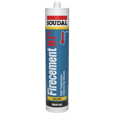 Soudal – Mastic réfractaire Firecement HT 310ml – Mortier monocomposant pour béton et maçonnerie – Résistant jusqu'à 1500°C – Application facile (1/2)
