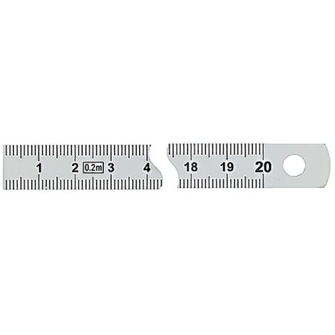 Réglet flexible inox chromé - 500 mm - 13x0,5 mm - recto mm, verso 1/2 mm - WILMART