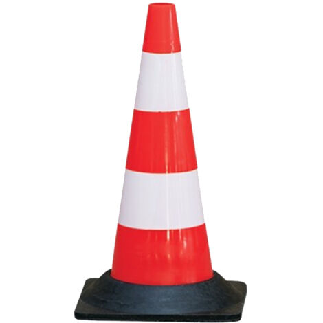 Taliaplast – Cône de signalisation rouge fluorescent 50 cm – Polyéthylène lesté avec pied en caoutchouc – Excellente visibilité et stabilité