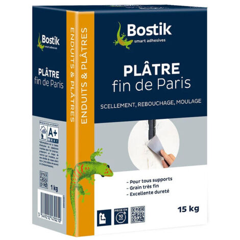 Plâtre fin pour scellement, rebouchage et moulage - sac de 15kg (sac de 15 kilos) - Bostik