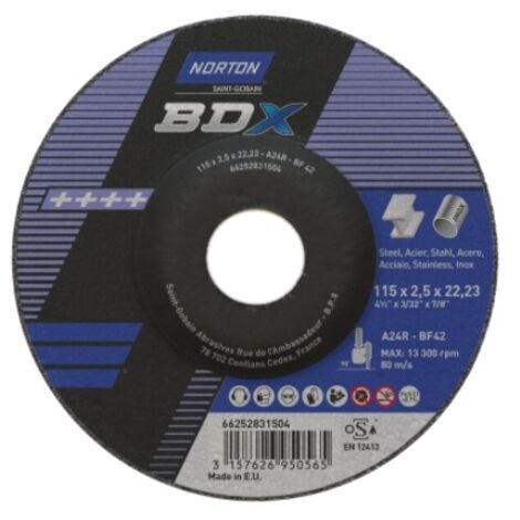 Disque à tronçonner et ébarber BDX 230x3.2 métal inox - Norton