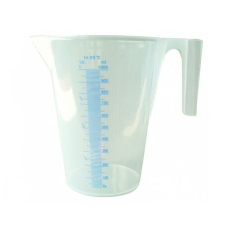 Algi – Pichet doseur plastique translucide 2L – Graduation en ml et pourcentage – Bec verseur étroit pour écoulement précis – Résistant et semi-souple (1/2)
