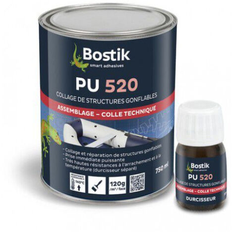 Bostik – Colle PU bi-composant 750ml – Durcisseur pour PVC, polyuréthanne, structures gonflables – Résistance à l'humidité et à la température
