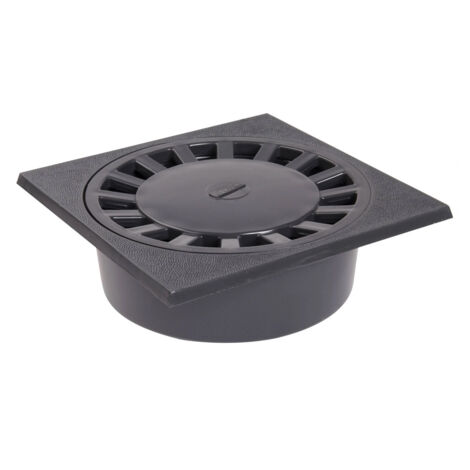 Nicoll – Siphon de cour à emboîture incorporée verticale – Dimensions 250 x 250 mm – Compatibilité M90 F80/100 – Couleur gris foncé