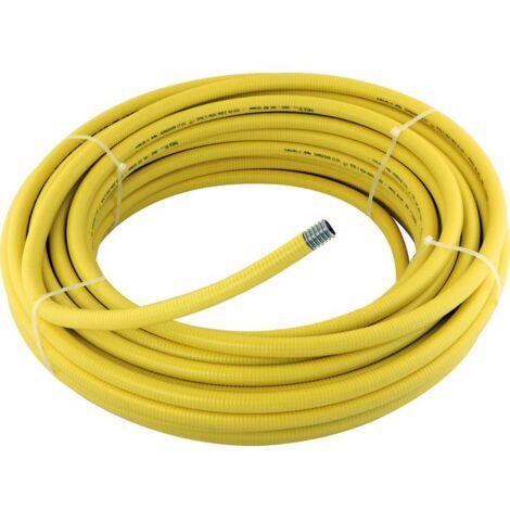 Tuyau PLT DN20 15m en acier inoxydable – Résistance feu 30min à 650°C – Compatible raccords flexiCLIC – Gaine jaune pour identification rapide – Chuchu Decayeux - LG 15 ML