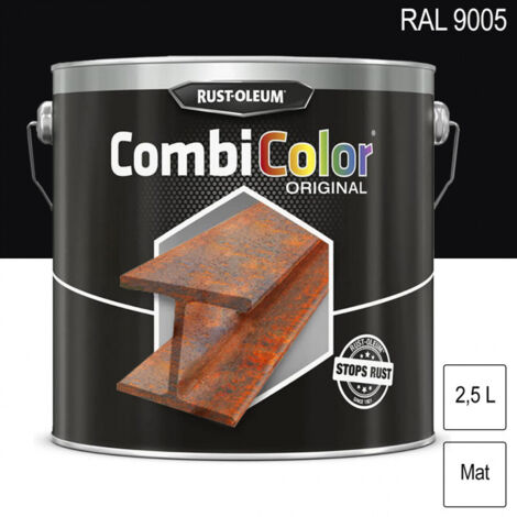 CombiColor® métal - peinture anti-rouille Rust-Oleum - Noir mat - Bidon de 2,5 litres