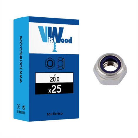25 écrous freins Ø 20mm zingué - Viswood (1/6)