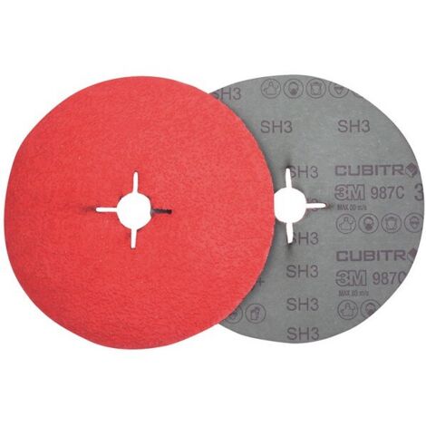 3M – Meule en fibre 125 mm – Grain 80 – Pour meulage acier inoxydable et alliages – Durée de vie prolongée jusqu'à 3x plus longue (1/3)