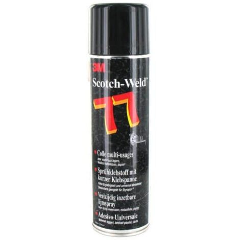 Colle multi-usage 3M 77 en aérosol – Haute adhésion pour aluminium, moquettes et bois – Sèche rapidement – 500ml (1/7)