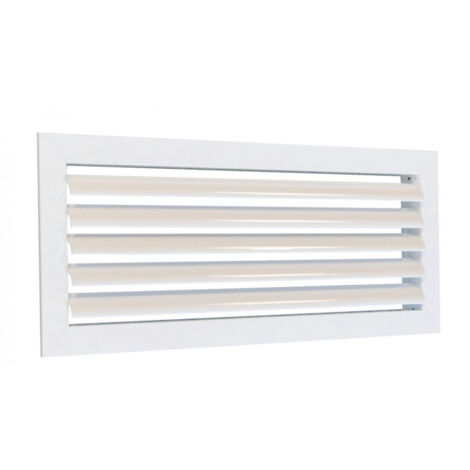 Atlantic – Grille aération VMC 400x200 mm – Aluminium laqué blanc – Soufflage simple déflexion avec ailettes mobiles – Montage plafond par clips