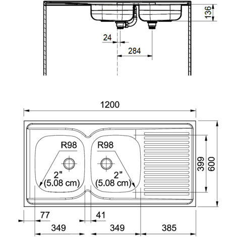 Evier 2 cuves inox avec égouttoir MAN721-1200 1200x600cm à poser - FRANKE - 010372