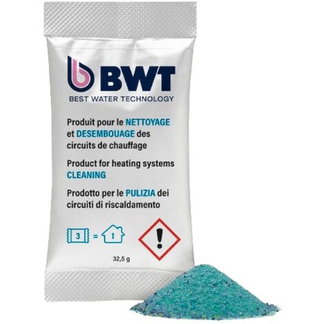 BWT – Poudre désembouante 3x32,5g – Traitement curatif 4 en 1 – Protège, désemboue, détartrage, désoxyde – Pour circuits jusqu'à 150L
