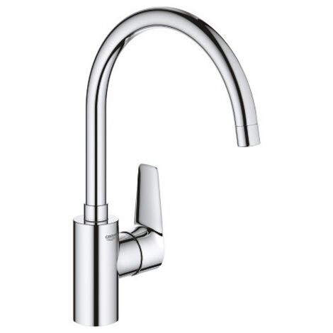 Grohe – Mitigeur de cuisine haut tournant chromé – Hauteur sous bec 229mm – Zone de rotation 150° – Débit 11 l/min – Installation monotrou