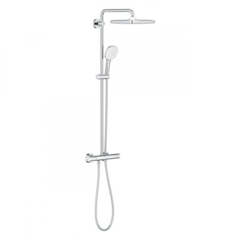 Grohe – Colonne de douche thermostatique Tempesta Cube 250 – Finition chromée – Douche de tête 250mm jet pluie – Flexible Rotaflex 1750mm
