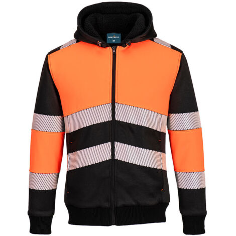 Sweat à Capuche Dhiver Zippé Pw3 Class 1 - Xl - Orange/noir - Portwest