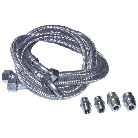 Diff – Flexible chauffage central coudé 1000mm – 4 raccords F3/8' x F1/4' et M3/8' x M3/8' – Installation sécurisée pour chauffage fioul (1/2)