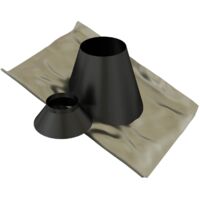 Solin de toit inox noir 800 x 800 mm – Angle d'inclinaison 5° à 30° – Bavette de plomb pour systèmes BIOTEN – Diamètre 100/150 mm