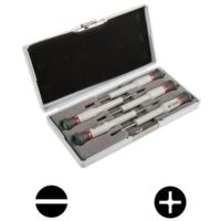 Facom – Coffret de 5 tournevis de précision Micro-Tech Fente/Plat et Phillips – Manches avec codes couleur – Grand dégagement de lame pour bonne vision
