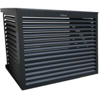 Cache climatiseur aluminium anthracite 680x900x600mm – Lames persiennes pour circulation d'air – Réduit nuisances sonores – Protection intempéries – Decoclim