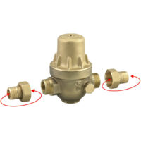 Watts – Réducteur de pression 1,5 à 5,5 bar – A étrier et membrane – Chapeau laiton – Filetage plomberie 1" – Norme sanitaire