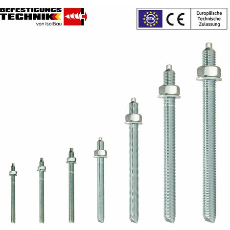 Isolbau Ankerstangen M10 X 190mm - 5 Stück Schwerlastanker Mit ETA Zulassung