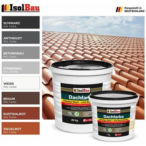 Level+46 Dachfarbe – 12 Kg, Ziegelrot, Flexible Polymermembran, Wetterbeständig & Hochdeckend, Für Dachsanierung