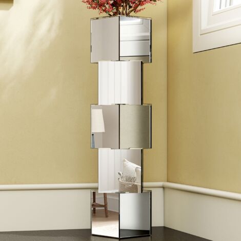 27.7in Modern Glam Mirrored Geometric Floor Vase - Tall Decorative Vase for Living Room & Entryway Dry Flower Display