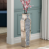 Vase d'Art Luxueux en Miroir avec Diamants Brisés Argentés - Design Élégant et Glamoureux pour Décoration Intérieure