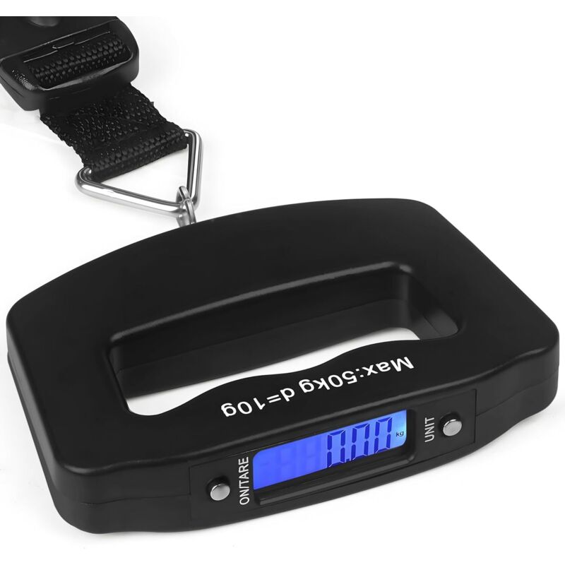 Balance Numérique Portative 50 Kg / 110 Lb - Écran LCD, Crochet Suspendu - Pour Bagages, Pêche, Cuisine