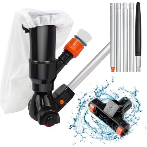 Aspirateur Piscine, Aspirateur Piscine Hors Sol Manuel à Vide avec Brosse et 5 Pôles et Sac en Filet, Portable Mini Aspirateur Accessoires de Nettoyage pour Étang Spa Fontaine Bassin Piscine (1/5)