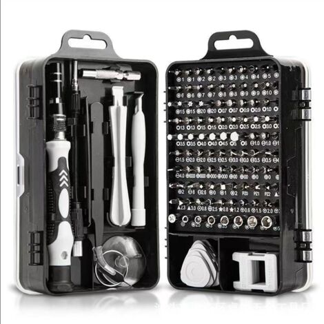 Kit Tournevis de Précision, Kit Mini Tournevis Magnétique, Set Outils Informatique de Réparation pour PC, Laptop, Phone, Lunettes, Mac, Smartphone, Bricolage, Consoles de Jeux, 120 en 1 Noir (1/5)
