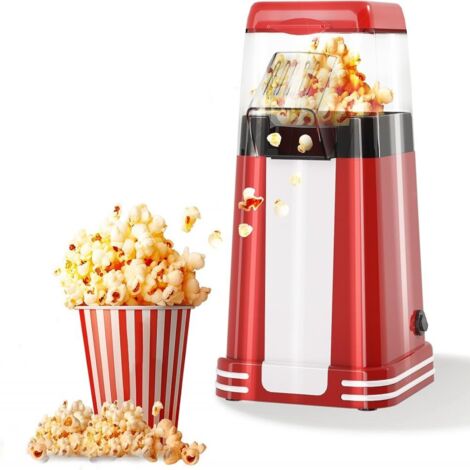Machine à pop-corn rétro, 1200 W Machine à pop-corn à air chaud avec gobelet doseur, à bouton unique, sans huile, Parfaite pour les cinémas maison, les soirées cinéma, les fêtes (1/5)