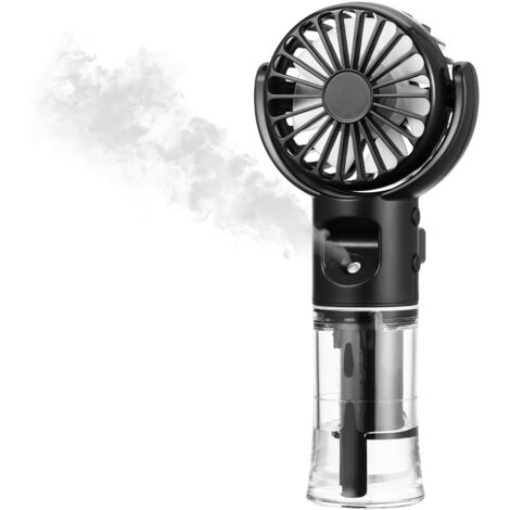 Ventilateur Brumisateur Portable, Mini Ventilateur Portable Rechargeable, Ventilateur Portable à 4 Vitesses, USB Ventilo Portable, Voyage Accessoires pour Extérieur Bureau Camping (Noir)