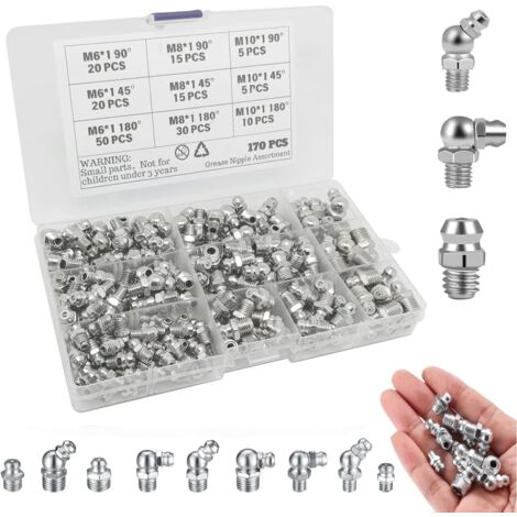 Graisseur A Visser 60 Pièces Graisseur Droit,Assortiment Graisseur M6 M8 Graisseur M6 Avec Clé