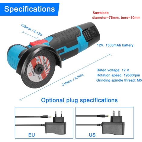 Mini Meuleuse D'angle HILDA Sans Fil - 12V - Kit Outillage électrique DIY Avec Batterie