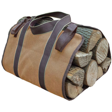 Toile Sac à Bûche Cheminée Sac de Rangement pour le Bois de Chauffage Grande Capacité Porte-bûches De Plein Air Porte-bûches en Bois Ciré (1/5)