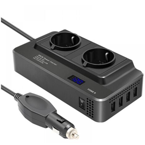 Convertisseur DC12V-AC220V 200W Prise Allume Cigare Transformateur de Tension, Chargeur Voiture Camping Car avec Multi Protections et Soft Start (1/5)
