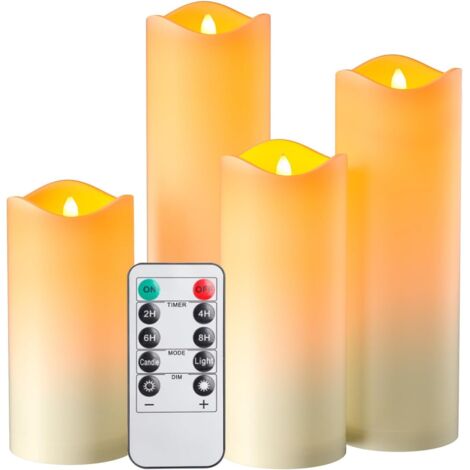 Lot de 4 Bougie LED Étanche avec Piles Incluses et Télécommande – Éclairage Festif Sécurisé pour Intérieur et Extérieur, Minuterie Réglable, Idéal pour Noël, Mariages et Fêtes (1/5)