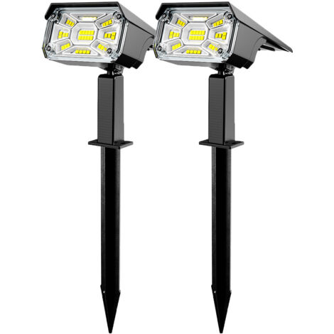 Lot de 2 Lampe Solaire Exterieur, 3 Modes Spot Solaire Exterieur Jardin, Fonction 2 en 1 et IP65 Étanche,Super Brillante lumiere solaire Pour Arbre, Cour, Allée, Chemin, Blanc Froid (1/5)