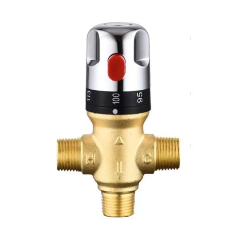 Mitigeur thermostatique réglable de salle de bains mitigeur d'eau en laiton vanne de contrle de température de mélange d'eau chaude/froide (1/5)