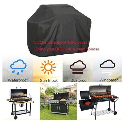 Housse Barbecue Bâche de Protection 145x61x117cm Accessoires barbecue, housse de protection étanche, étanche, Noir (1/5)
